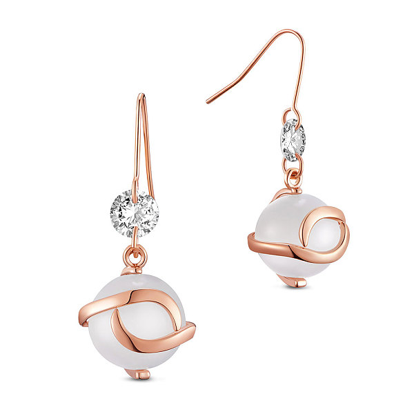 PandaHall SHEGRACE Brass Dangle Earrings, with Cubic Zirconia and Cat Eye, Round, Rose Gold, 30mm Cubic Zirconia Clear
PandaHall SHEGRACE Brass Dangle Earrings, with Cubic Zirconia and Cat Eye, Round, Rose Gold, 30mm Cubic Zirconia Clear