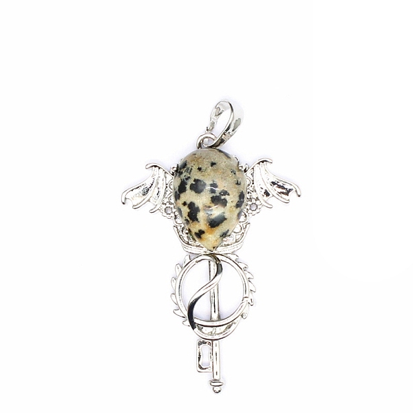 PandaHall Natural Dalmatian Jasper Teardrop Pendants, Platinum Tone Brass Key Scepter Wing Charms, 45x35x9mm Dalmatian Jasper Key
PandaHall Natural Dalmatian Jasper Teardrop Pendants, Platinum Tone Brass Key Scepter Wing Charms, 45x35x9mm Dalmatian Jasper Key