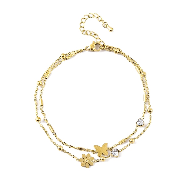 PandaHall Ion Plating(IP) 304 Stainless Steel Chains Anklet, with Cubic Zirconia Charms Anklet, Golden, Flower, 8-1/4 inch(21cm) Stainless..., Clear
PandaHall Ion Plating(IP) 304 Stainless Steel Chains Anklet, with Cubic Zirconia Charms Anklet, Golden, Flower, 8-1/4 inch(21cm) Stainless..., Clear