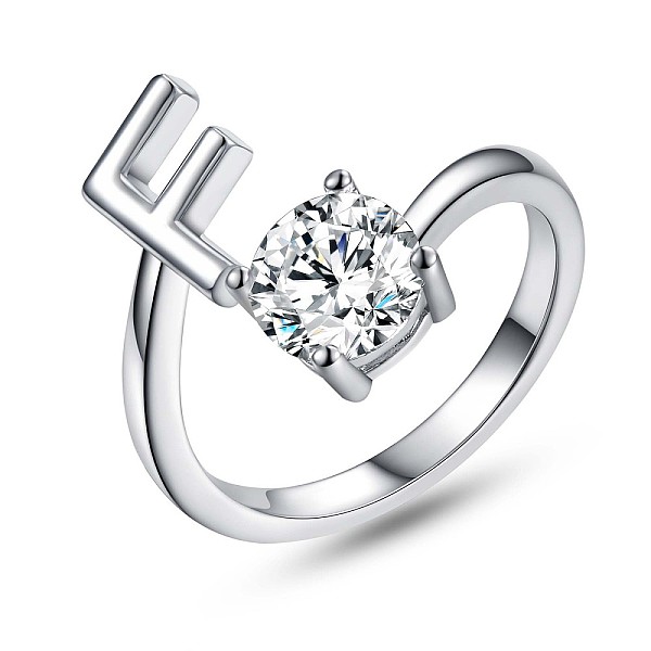 PandaHall Rhodium Plated 925 Sterling Silver Initial Letter Open Cuff Ring, Clear Cubic Zirconia Ring for Women, Platinum, Letter.F, US Size...
PandaHall Rhodium Plated 925 Sterling Silver Initial Letter Open Cuff Ring, Clear Cubic Zirconia Ring for Women, Platinum, Letter.F, US Size...