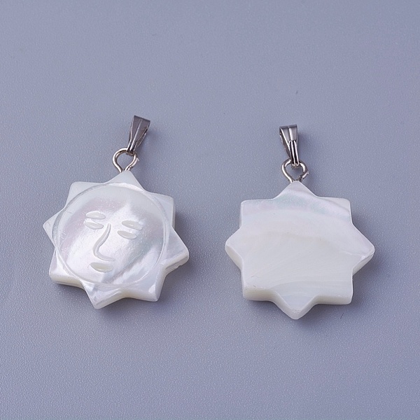 PandaHall Shell Pendants, with Brass Findings, Sun, Platinum, 23~24x18~19x4~5mm, Hole: 2.5x5mm Shell Sun White
PandaHall Shell Pendants, with Brass Findings, Sun, Platinum, 23~24x18~19x4~5mm, Hole: 2.5x5mm Shell Sun White
