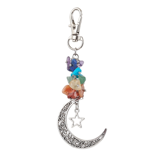 PandaHall Natural & Synthetic Mixed Gemstone Chip Pendant Decorations, with Alloy Pendants and Swivel Clasps, Moon, Star, 113mm Alloy Star
PandaHall Natural & Synthetic Mixed Gemstone Chip Pendant Decorations, with Alloy Pendants and Swivel Clasps, Moon, Star, 113mm Alloy Star