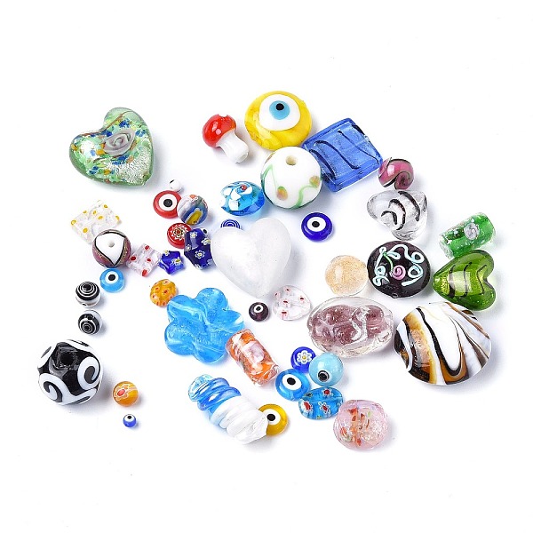 PandaHall Handmade Evil Eye/Gold Sand Lampwork Beads, Mixed Shapes, Mixed Color, 4~28x4~29x3.5~20mm, Hole: 0.8~4mm Lampwork Mixed Shapes..., Multicolor
PandaHall Handmade Evil Eye/Gold Sand Lampwork Beads, Mixed Shapes, Mixed Color, 4~28x4~29x3.5~20mm, Hole: 0.8~4mm Lampwork Mixed Shapes..., Multicolor
