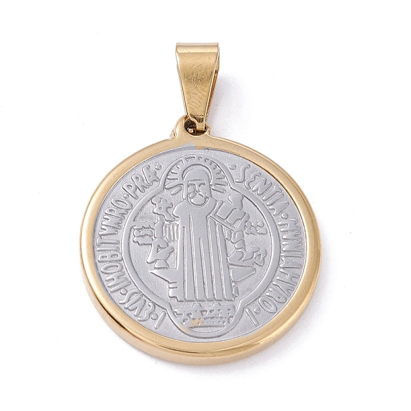 PandaHall Vacuum Plating 304 Stainless Steel Pendants, Flat Round with Saint Benedict Medal, Golden & Stainless Steel Color, 24.5x22x2.5mm...
PandaHall Vacuum Plating 304 Stainless Steel Pendants, Flat Round with Saint Benedict Medal, Golden & Stainless Steel Color, 24.5x22x2.5mm...