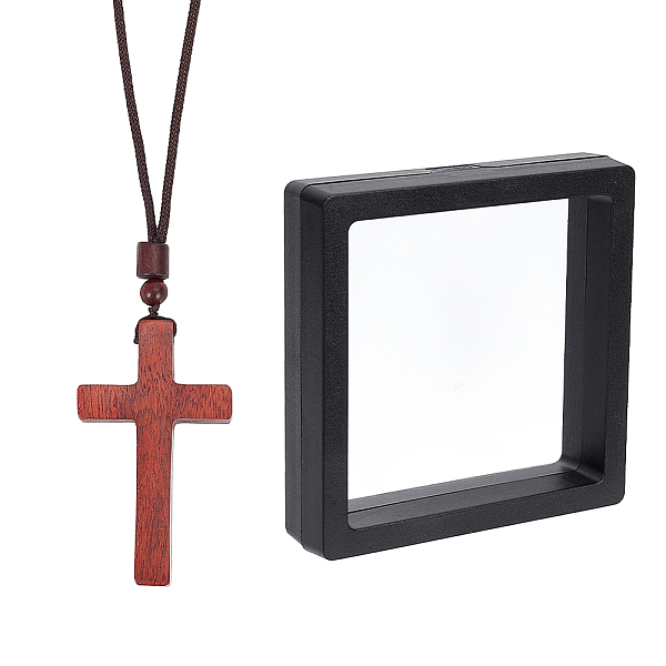 PandaHall Wooden Cross Pendant Necklace with Polyester Cords, with Square Transparent PE Thin Film Suspension Jewelry Display Box, Sienna..., Brown
PandaHall Wooden Cross Pendant Necklace with Polyester Cords, with Square Transparent PE Thin Film Suspension Jewelry Display Box, Sienna..., Brown