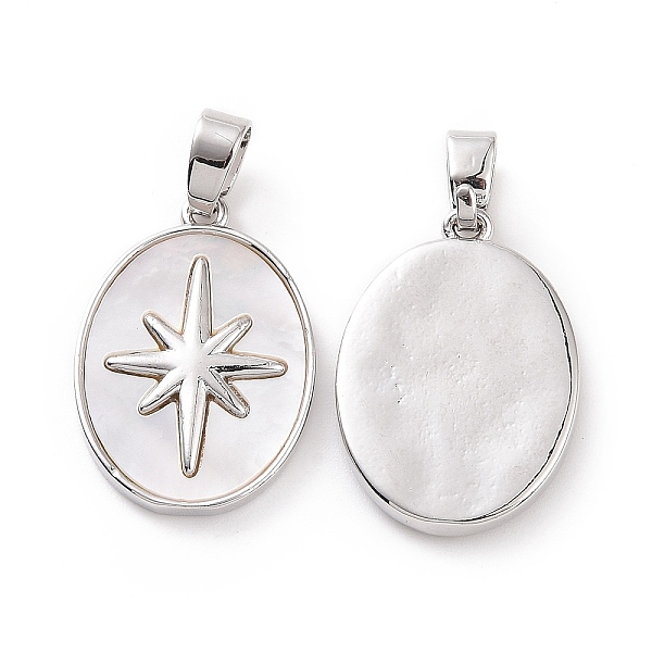 PandaHall Brass Shell Pendants, Oval with Star Charms, Platinum, 19.5x14x2.5mm, Hole: 3x5mm Shell Oval White
PandaHall Brass Shell Pendants, Oval with Star Charms, Platinum, 19.5x14x2.5mm, Hole: 3x5mm Shell Oval White