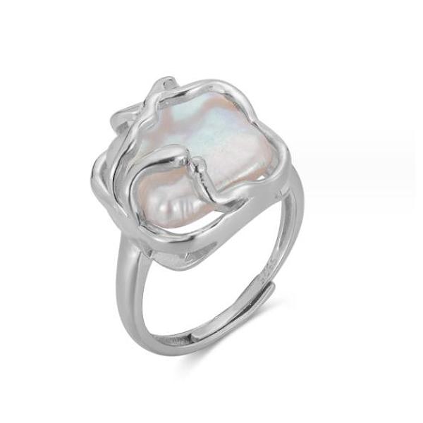 PandaHall Irregular Pearl Adjustable Ring, Rhodium Plated 925 Sterling Silver Ring, Platinum, US Size 6(16.5mm) Sterling Silver
PandaHall Irregular Pearl Adjustable Ring, Rhodium Plated 925 Sterling Silver Ring, Platinum, US Size 6(16.5mm) Sterling Silver
