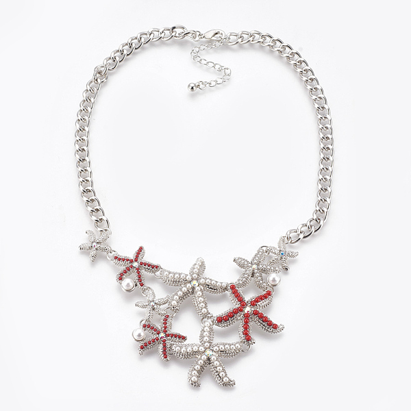 PandaHall Alloy Bib Statement Necklaces, with Acrylic Beads and Rhinestone, Iron Curb Chain, Starfish/Sea Stars, Platinum, 17.9 inch(45.5cm)..., Clear
PandaHall Alloy Bib Statement Necklaces, with Acrylic Beads and Rhinestone, Iron Curb Chain, Starfish/Sea Stars, Platinum, 17.9 inch(45.5cm)..., Clear