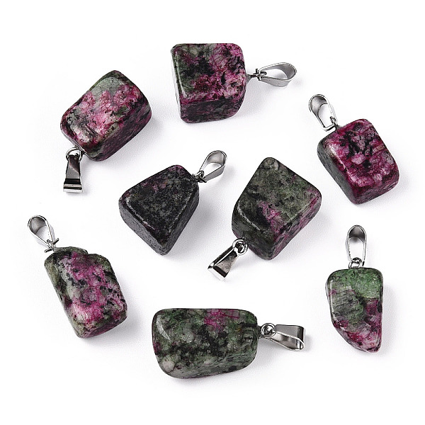 PandaHall Natural Ruby in Zoisite Pendants, Nuggets Charms with Stainless Steel Color Plated Stainless Steel Snap On Bails, Dyed & Heated...
PandaHall Natural Ruby in Zoisite Pendants, Nuggets Charms with Stainless Steel Color Plated Stainless Steel Snap On Bails, Dyed & Heated...