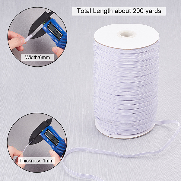 PandaHall Flat Elastic Cord, White, 6x1mm, about 200yards/roll(600 feet/roll) Elastic Fibre Flat White
PandaHall Flat Elastic Cord, White, 6x1mm, about 200yards/roll(600 feet/roll) Elastic Fibre Flat White