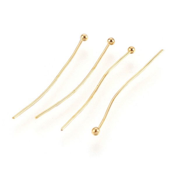 PandaHall Jewelry Findings, Brass Ball Head Pins, Golden, 0.5x24mm, 24 Gauge, Head: 1.5mm Brass
PandaHall Jewelry Findings, Brass Ball Head Pins, Golden, 0.5x24mm, 24 Gauge, Head: 1.5mm Brass