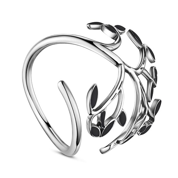 PandaHall SHEGRACE Elegant Rhodium Plated 925 Sterling Silver Finger Rings, White Enamel Leaves, Black, 18mm Sterling Silver Black
PandaHall SHEGRACE Elegant Rhodium Plated 925 Sterling Silver Finger Rings, White Enamel Leaves, Black, 18mm Sterling Silver Black