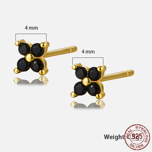 PandaHall Golden Sterling Silver Flower Stud Earrings, with Cubic Zirconia, with S925 Stamp, Black, 4x4mm Cubic Zirconia Flower Black
PandaHall Golden Sterling Silver Flower Stud Earrings, with Cubic Zirconia, with S925 Stamp, Black, 4x4mm Cubic Zirconia Flower Black