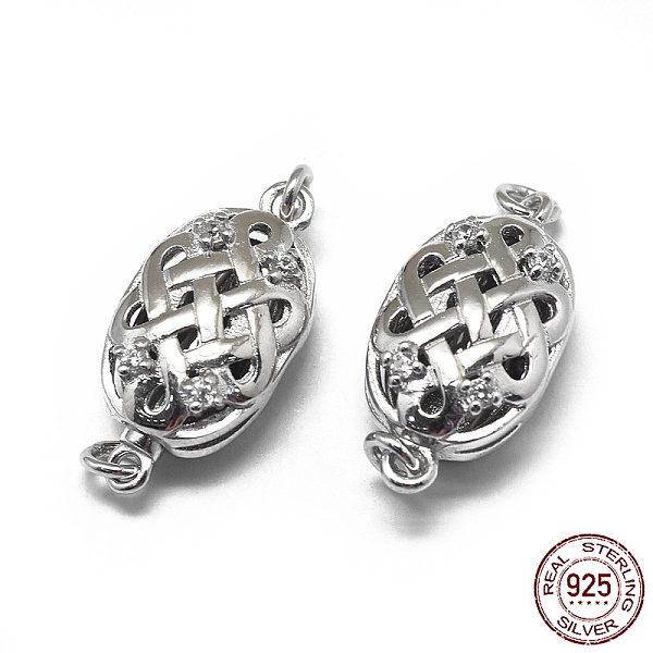 PandaHall Rhodium Plated 925 Sterling Silver Bayonet Clasps, with 925 Stamp, with Cubic Zirconia, Oval, Clear, Platinum, 20x10x7.7mm, Hole...
PandaHall Rhodium Plated 925 Sterling Silver Bayonet Clasps, with 925 Stamp, with Cubic Zirconia, Oval, Clear, Platinum, 20x10x7.7mm, Hole...