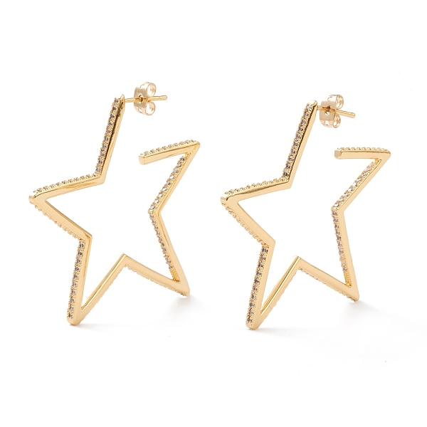 PandaHall Brass Micro Pave Cubic Zirconia Half Hoop Earrings, Stud Earrings, with Ear Nuts, Star, Real 18K Gold Plated, Clear, 53x48x2mm...
PandaHall Brass Micro Pave Cubic Zirconia Half Hoop Earrings, Stud Earrings, with Ear Nuts, Star, Real 18K Gold Plated, Clear, 53x48x2mm...