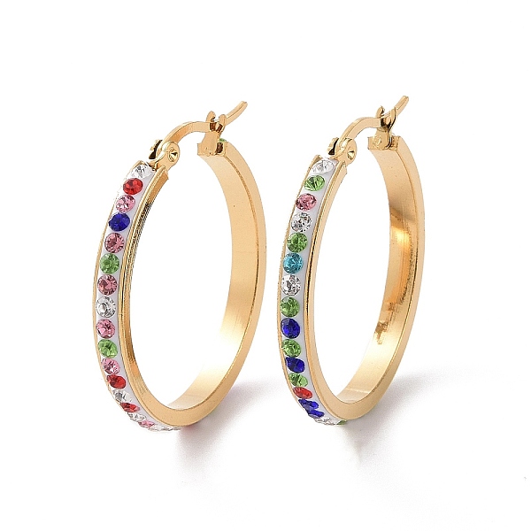 PandaHall 304 Stainless Steel Hoop Earrings, with Polymer Clay and Rhinestone, Ring, Golden, Colorful, 30x29x3.5mm Rhinestone Ring..., Multicolor
PandaHall 304 Stainless Steel Hoop Earrings, with Polymer Clay and Rhinestone, Ring, Golden, Colorful, 30x29x3.5mm Rhinestone Ring..., Multicolor