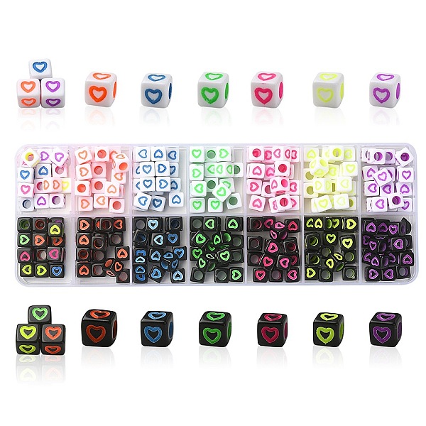 PandaHall 280Pcs 14 Styles Opaque White Acrylic European Beads, Large Hole Beads, Cube with Heart, Mixed Color, 7x7x7mm, Hole: 4mm..., Multicolor
PandaHall 280Pcs 14 Styles Opaque White Acrylic European Beads, Large Hole Beads, Cube with Heart, Mixed Color, 7x7x7mm, Hole: 4mm..., Multicolor