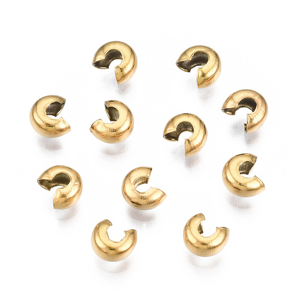 PandaHall 304 Stainless Steel Crimp Beads Covers, Vacuum Plating, Golden, 5.5x4.5x3.2mm, Hole: 1.6~1.8mm 304 Stainless Steel
PandaHall 304 Stainless Steel Crimp Beads Covers, Vacuum Plating, Golden, 5.5x4.5x3.2mm, Hole: 1.6~1.8mm 304 Stainless Steel