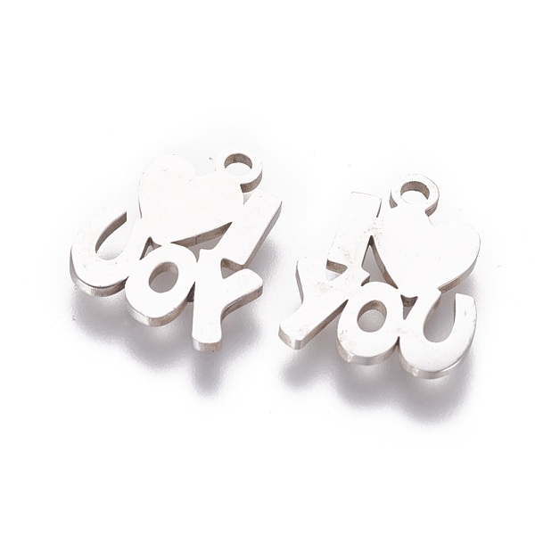 PandaHall 201 Stainless Steel Charms, Phrase I Love You, Stainless Steel Color, 14x12x1.2mm, Hole: 1.5mm 201 Stainless Steel Word
PandaHall 201 Stainless Steel Charms, Phrase I Love You, Stainless Steel Color, 14x12x1.2mm, Hole: 1.5mm 201 Stainless Steel Word
