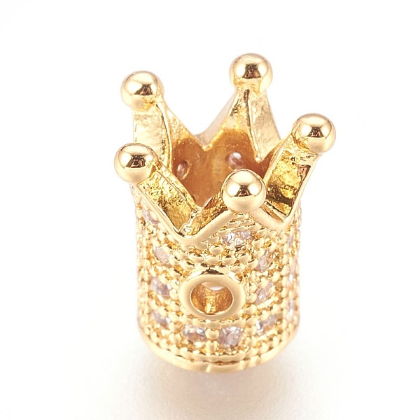PandaHall Brass Micro Pave Cubic Zirconia Beads, Crown, Clear, Real 18K Gold Plated, 10x8mm, Hole: 1.4mm Brass+Cubic Zirconia Crown Clear
PandaHall Brass Micro Pave Cubic Zirconia Beads, Crown, Clear, Real 18K Gold Plated, 10x8mm, Hole: 1.4mm Brass+Cubic Zirconia Crown Clear