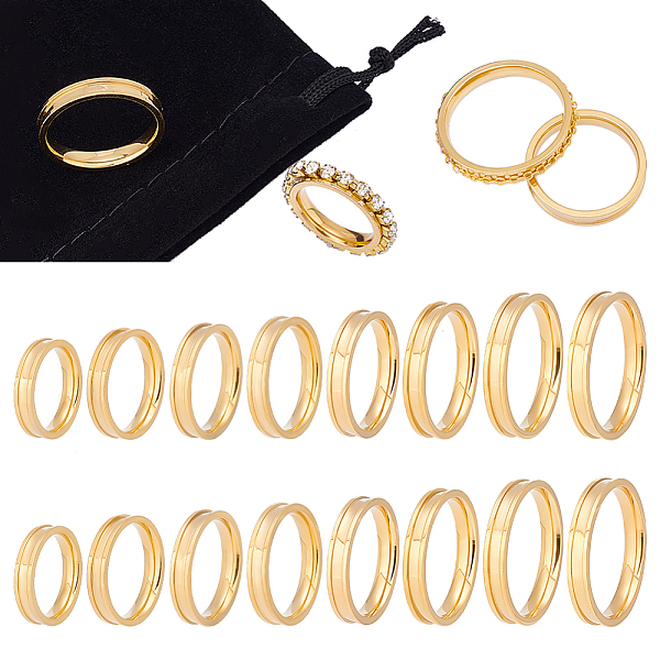 PandaHall UNICRAFTALE 16pcs Size 6-13 Golden Blank Core Ring Stainless Steel Grooved Ring with Velvet Pouches Round Empty Ring for Inlay...
PandaHall UNICRAFTALE 16pcs Size 6-13 Golden Blank Core Ring Stainless Steel Grooved Ring with Velvet Pouches Round Empty Ring for Inlay...