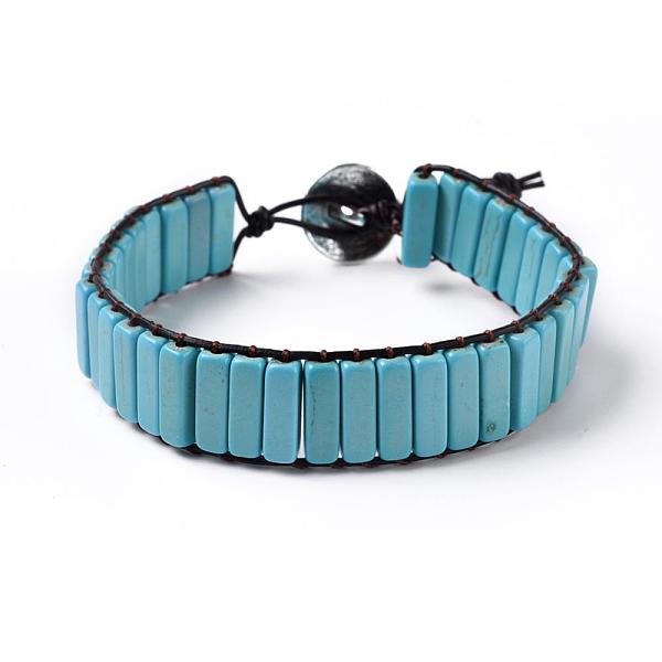 PandaHall Synthetic Turquoise Beads Cord Bracelets, with Cowhide Leather Cord and Alloy Shank Buttons, 9-1/4 inch(23.5cm)x16mm Synthetic...
PandaHall Synthetic Turquoise Beads Cord Bracelets, with Cowhide Leather Cord and Alloy Shank Buttons, 9-1/4 inch(23.5cm)x16mm Synthetic...