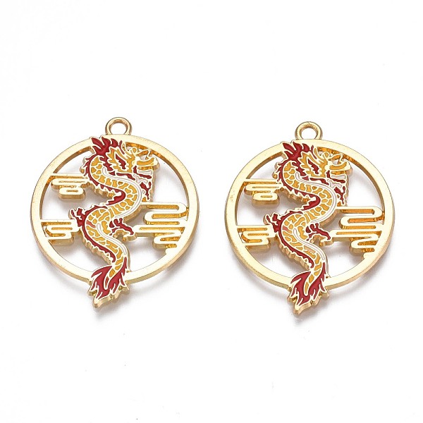 PandaHall Rack Plating Alloy Enamel Pendants, Cadmium Free & Nickel Free & Lead Free, Light Gold, Dragon, Goldenrod, 34x27x1.5mm, Hole: 2mm...
PandaHall Rack Plating Alloy Enamel Pendants, Cadmium Free & Nickel Free & Lead Free, Light Gold, Dragon, Goldenrod, 34x27x1.5mm, Hole: 2mm...