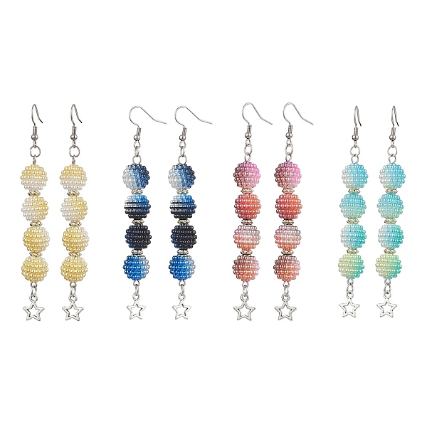PandaHall 4 Pairs 4 Colors Waxberry Round Acrylic Beaded Dangle Earring Sets, Alloy Star Earrings for Women, Mixed Color, 92x12mm, 1..., Multicolor
PandaHall 4 Pairs 4 Colors Waxberry Round Acrylic Beaded Dangle Earring Sets, Alloy Star Earrings for Women, Mixed Color, 92x12mm, 1..., Multicolor