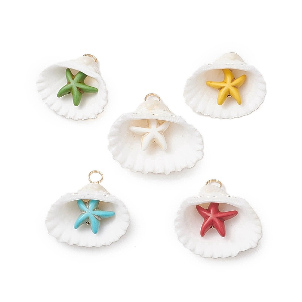 PandaHall Summer Beach Natural Shell Pendants, Dyed Synthetical Turquoise Star Charms, Light Gold, Mixed Color, 25~30x27~35x12~15mm, Hole..., Multicolor
PandaHall Summer Beach Natural Shell Pendants, Dyed Synthetical Turquoise Star Charms, Light Gold, Mixed Color, 25~30x27~35x12~15mm, Hole..., Multicolor