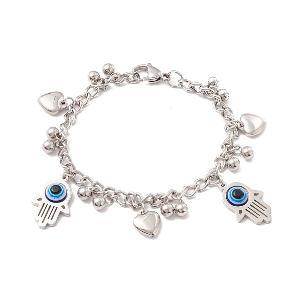 PandaHall Hamsa Hand/Hand of Miriam with Evil Eye & Heart 201 Stainless Steel Charm Bracelet with 304 Stainless Steel Chains for Women...
PandaHall Hamsa Hand/Hand of Miriam with Evil Eye & Heart 201 Stainless Steel Charm Bracelet with 304 Stainless Steel Chains for Women...