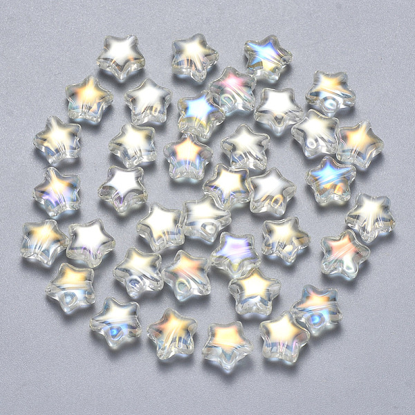 PandaHall Transparent Spray Painted Glass Beads, AB Color Plated, Star, Clear AB, 8x8.5x4mm, Hole: 1mm Glass Star White
PandaHall Transparent Spray Painted Glass Beads, AB Color Plated, Star, Clear AB, 8x8.5x4mm, Hole: 1mm Glass Star White