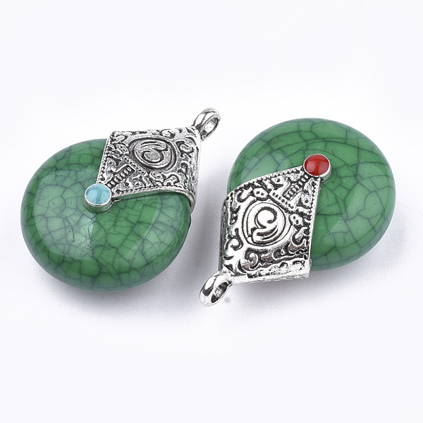 PandaHall Resin Pendants, with Alloy & Enamel, teardrop, Antique Silver, Green, 40x27x16mm, Hole: 3.5mm Alloy+Resin Teardrop Green
PandaHall Resin Pendants, with Alloy & Enamel, teardrop, Antique Silver, Green, 40x27x16mm, Hole: 3.5mm Alloy+Resin Teardrop Green