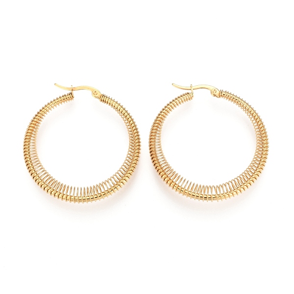PandaHall 304 Stainless Steel Hoop Earrings, Hypoallergenic Earrings, Ring, Golden, 45x40x6mm, Pin: 1x0.7mm 304 Stainless Steel Ring
PandaHall 304 Stainless Steel Hoop Earrings, Hypoallergenic Earrings, Ring, Golden, 45x40x6mm, Pin: 1x0.7mm 304 Stainless Steel Ring