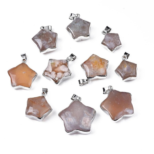 PandaHall Natural Cherry Blossom Agate Pendants, with Platinum Plated Iron Findings, Star, 19.5~28.5x16.5~28x8~9mm, Hole: 4x6.5mm Cherry...
PandaHall Natural Cherry Blossom Agate Pendants, with Platinum Plated Iron Findings, Star, 19.5~28.5x16.5~28x8~9mm, Hole: 4x6.5mm Cherry...