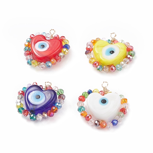 PandaHall Handmade Evil Eye Lampwork Pendants, with Electroplate Glass Beads, Light Gold, Heart, Mixed Color, 23~25x22~23x6~8mm, Hole: 2mm..., Multicolor
PandaHall Handmade Evil Eye Lampwork Pendants, with Electroplate Glass Beads, Light Gold, Heart, Mixed Color, 23~25x22~23x6~8mm, Hole: 2mm..., Multicolor
