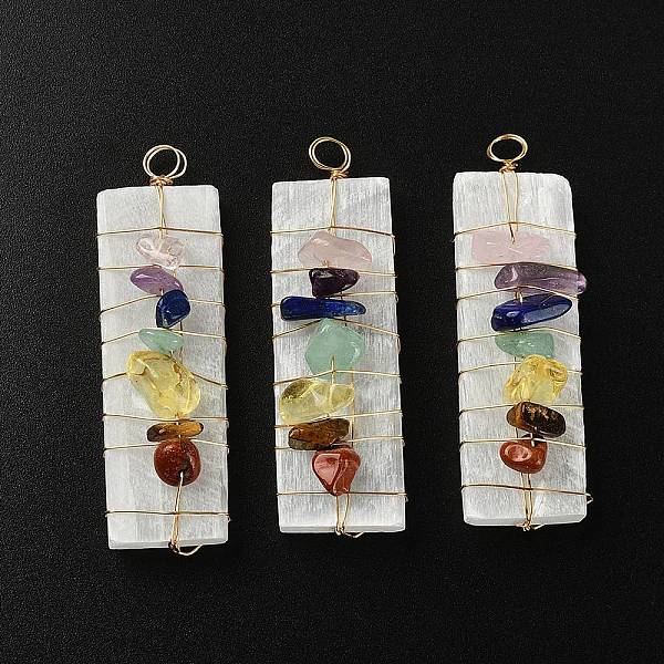 PandaHall Chakra Jewelry, Natural Selenite Home Decorations, with Brass Wire Wrapped and Natural Gemstone Chip Beads, Rectangle...
PandaHall Chakra Jewelry, Natural Selenite Home Decorations, with Brass Wire Wrapped and Natural Gemstone Chip Beads, Rectangle...