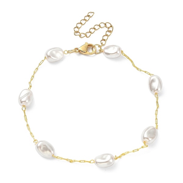 PandaHall CCB Plastic Pearl Beaded Anklet with Paperclip Chains, Brass Jewelry, Golden, 8-3/8 inch(21.4cm) Brass White
PandaHall CCB Plastic Pearl Beaded Anklet with Paperclip Chains, Brass Jewelry, Golden, 8-3/8 inch(21.4cm) Brass White