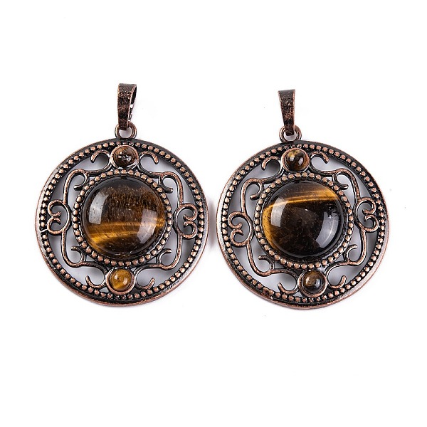 PandaHall Natural Tiger Eye Pendants, Rack Plating Brass Hollow Flat Round Charms, Cadmium Free & Lead Free, Red Copper, 36.5x33x9.5mm, Hole...
PandaHall Natural Tiger Eye Pendants, Rack Plating Brass Hollow Flat Round Charms, Cadmium Free & Lead Free, Red Copper, 36.5x33x9.5mm, Hole...