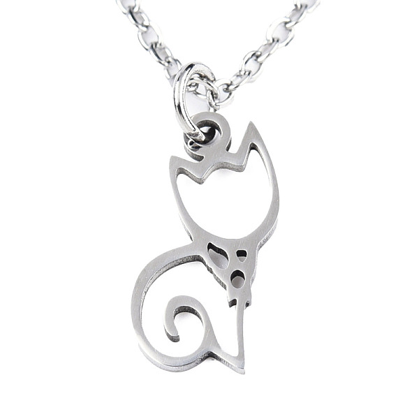 PandaHall 201 Stainless Steel Kitten Pendants Necklaces, with Cable Chains and Lobster Claw Clasps, Hollow Cat, Stainless Steel Color...
PandaHall 201 Stainless Steel Kitten Pendants Necklaces, with Cable Chains and Lobster Claw Clasps, Hollow Cat, Stainless Steel Color...