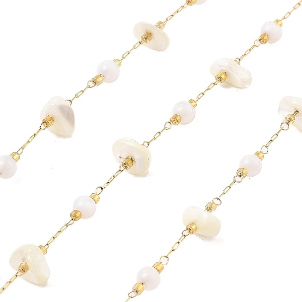PandaHall Ion Plating(IP) 304 Stainless Steel Paperclip Chains, Soldered, with Shell Beads, Nuggets, Real 18K Gold Plated, 3~5x5~7x2.5~4mm...
PandaHall Ion Plating(IP) 304 Stainless Steel Paperclip Chains, Soldered, with Shell Beads, Nuggets, Real 18K Gold Plated, 3~5x5~7x2.5~4mm...