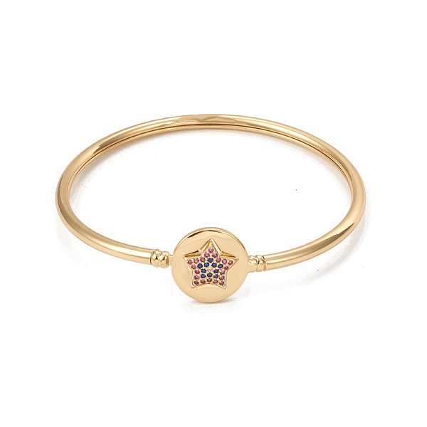 PandaHall Rack Plating Brass Micro Pave Cubic Zirconia Bangles, Real 18K Gold Plated Flat Round with Star Clasp Bangles, Long-Lasting Plated...
PandaHall Rack Plating Brass Micro Pave Cubic Zirconia Bangles, Real 18K Gold Plated Flat Round with Star Clasp Bangles, Long-Lasting Plated...