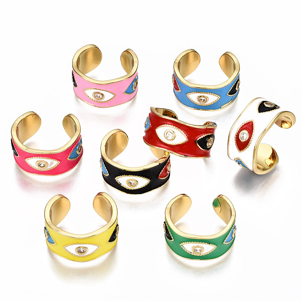 PandaHall Brass Micro Pave Clear Cubic Zirconia Cuff Rings, Open Rings, with Enamel, Evil Eye, Nickel Free, Real 16K Gold Plated, Mixed..., Multicolor
PandaHall Brass Micro Pave Clear Cubic Zirconia Cuff Rings, Open Rings, with Enamel, Evil Eye, Nickel Free, Real 16K Gold Plated, Mixed..., Multicolor