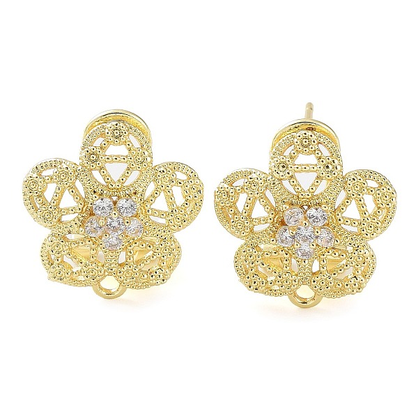 PandaHall Flower Brass Micro Pave Cubic Zirconia Stud Earrings Finding, with Horizontal Loops, Cadmium Free & Lead Free, Real 18K Gold..., Clear
PandaHall Flower Brass Micro Pave Cubic Zirconia Stud Earrings Finding, with Horizontal Loops, Cadmium Free & Lead Free, Real 18K Gold..., Clear