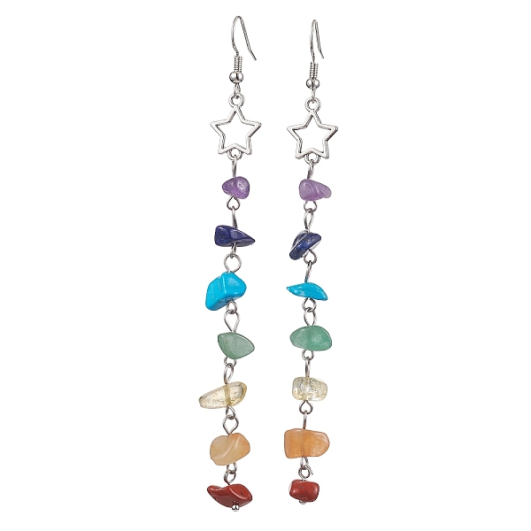 PandaHall Chakra Theme Natural & Synthetic Gemstone Chip Dangle Earrings, Hollow Alloy Earrings for Women, Star, 110x12mm Alloy Star
PandaHall Chakra Theme Natural & Synthetic Gemstone Chip Dangle Earrings, Hollow Alloy Earrings for Women, Star, 110x12mm Alloy Star