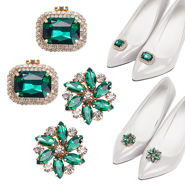 PandaHall ARRICRAFT 2 Pairs 2 Styles Rectangle/Flower Brass Glass Rhinestone Shoe Decorations, Detachable Iron Shoe Buckle Clips, Emerald..., Green
PandaHall ARRICRAFT 2 Pairs 2 Styles Rectangle/Flower Brass Glass Rhinestone Shoe Decorations, Detachable Iron Shoe Buckle Clips, Emerald..., Green