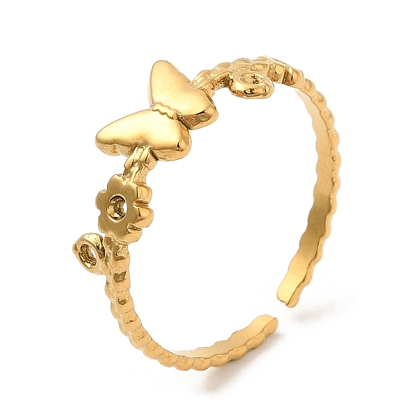 PandaHall 304 Stainless Steel Hollow Flower with Butterfly Open Cuff Rings for Women, Real 18K Gold Plated, Inner Diameter: 17mm 304...
PandaHall 304 Stainless Steel Hollow Flower with Butterfly Open Cuff Rings for Women, Real 18K Gold Plated, Inner Diameter: 17mm 304...