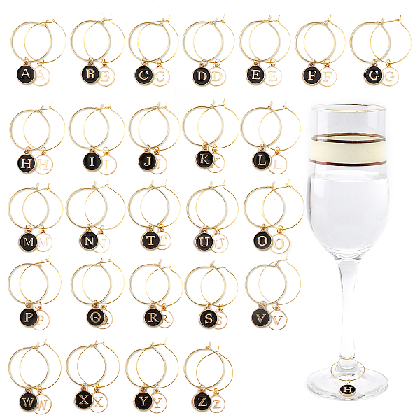 PandaHall Flat Round with Letter Alloy Enamel Wine Glass Charms, with Brass Rings, Letter A~Z, 41mm, 52pcs/set Alloy Letter A~Z
PandaHall Flat Round with Letter Alloy Enamel Wine Glass Charms, with Brass Rings, Letter A~Z, 41mm, 52pcs/set Alloy Letter A~Z