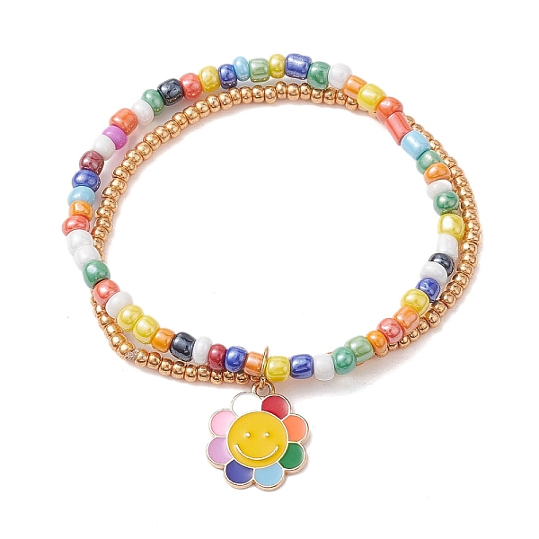 PandaHall Glass Seed Double Layer Multi-strand Bracelets, Stretch Bracelet with Alloy Enamel Flower Charms, Colorful, Inner Diameter: 2-1/4...
PandaHall Glass Seed Double Layer Multi-strand Bracelets, Stretch Bracelet with Alloy Enamel Flower Charms, Colorful, Inner Diameter: 2-1/4...