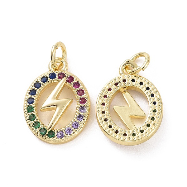 PandaHall Brass Micro Pave Colorful Cubic Zirconia Pendants, with Jump Ring, Oval with Lightning Charms, Real 18K Gold Plated, 16.5x12x3mm...
PandaHall Brass Micro Pave Colorful Cubic Zirconia Pendants, with Jump Ring, Oval with Lightning Charms, Real 18K Gold Plated, 16.5x12x3mm...