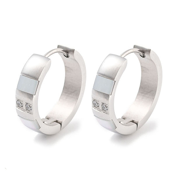PandaHall 304 Stainless Steel Pave Clear Cubic Zirconia Huggie Hoop Earrings, with Natural Shell & 316 Stainless Steel Pins, Stainless Steel...
PandaHall 304 Stainless Steel Pave Clear Cubic Zirconia Huggie Hoop Earrings, with Natural Shell & 316 Stainless Steel Pins, Stainless Steel...